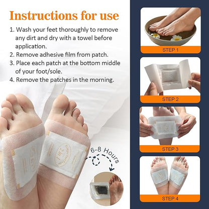 2 in 1 Foot Pads, 30 Pads Tear and Use Pure Ginger Bamboo Wormwood Foot Pads, Bigger Adhesive ''Stay in Place'' Goodnight Pads