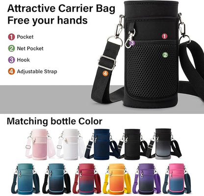 Insulated Water Bottle | Thickened Stainless Steel Vacuum Metal | Portable Sports Water Jug for Gym and Hiking with Straw, Carrier Bag, Handle Strap | BPA-Free 32 oz