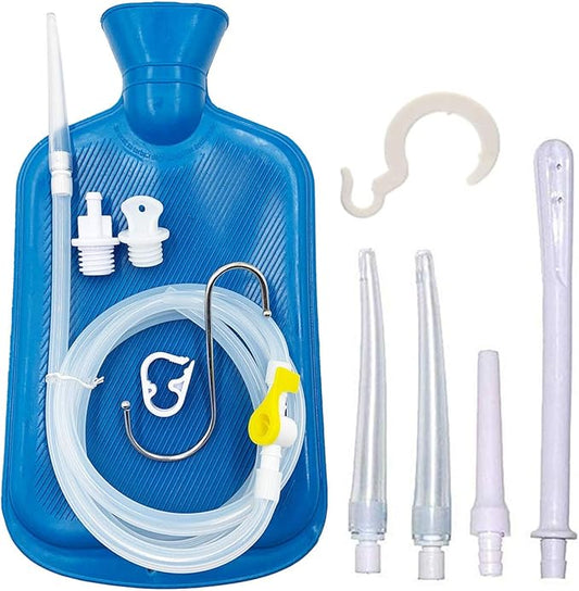 Enema Kit – 2L Enema Bag– 5.0ft. Long Silicone Hose – 5 Multi-Size Reusable Tips – Controlled Water Flow – for Colon Detox Cleanse Enemas