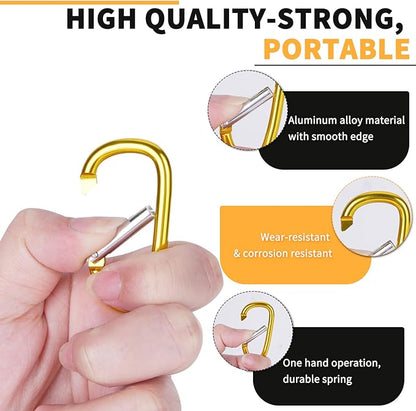 40 Pack 2" Aluminum Carabiner Clip D Ring Carabiners Small Carabiner Keychain Spring Snap Hooks, Mini Carabiner Clip Set for Keys, Dog Leash, Camping Hiking Accessories