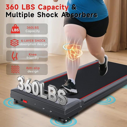Walking Pad Treadmill with Incline and Handle Bar, 7.5MPH Under Desk Treadmill for Home Office, 360 Lbs Capacity Portable Treadmills with Remote Control, Led Display