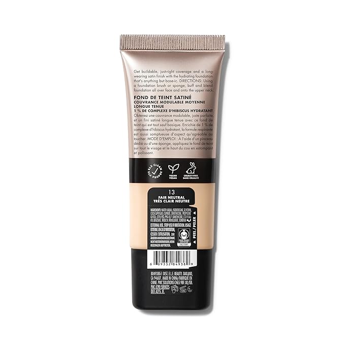 e.l.f. Soft Glam Foundation, Medium Coverage, Long-Lasting & Buildable Foundation For A Smooth, Satin Finish, Vegan & Cruelty-Free, 13 Fair Neutral
