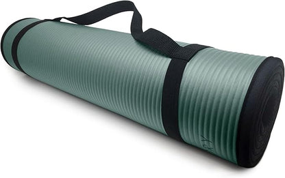 MICRODRY Deluxe Fitness Exercise Yoga Mat for Home & Gym, Extra Thick for High Impact Training, Multi Layered Skid Resistant Surface, Odor Neutralizing with Carrying Strap