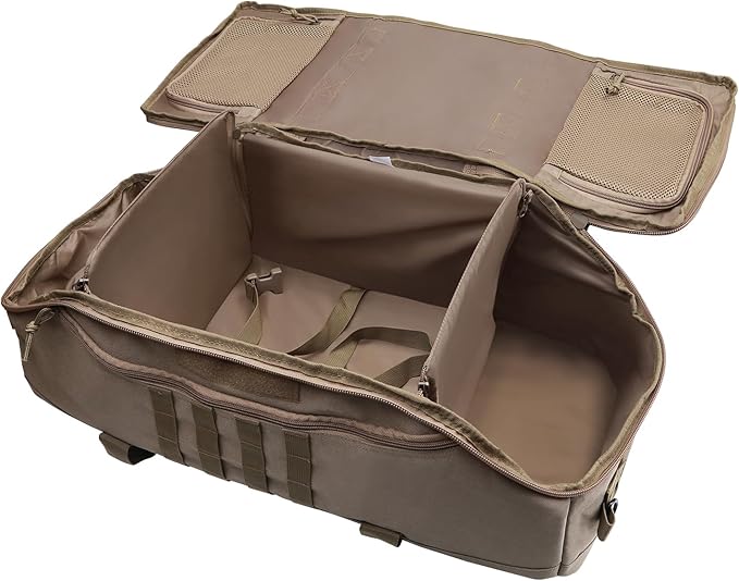 55L Large Duffle Bag, 3-in-1 Tactical Backpack MOLLE Pack for Gym, Sports, Outdoor, Coyote
