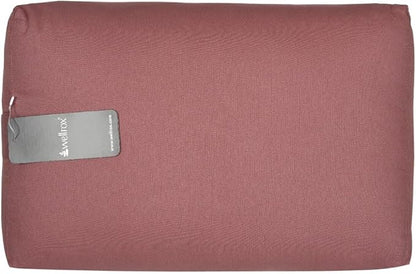 Rectangular Yoga Bolster Pillow, 18" x 12" x 6", Pink Cotton