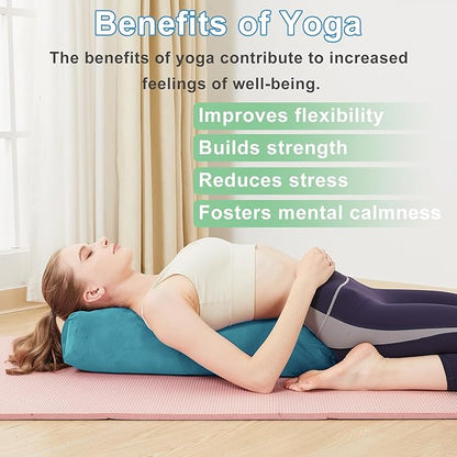 Rectangular Yoga Bolster Pillow, Meditation Pillow for Yin & Restorative Yoga, Filled with Wasted Sponge