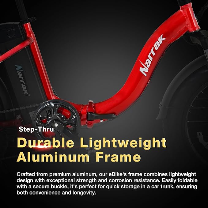 Fat Tire Folding Electric Bike, 48V & 624Wh Lithium Removable Battery, Peak 1100W Brushless Motor, Max Speed 28Mph, M5 Large LCD Display, Suspension, Step-Over/Thru Frame