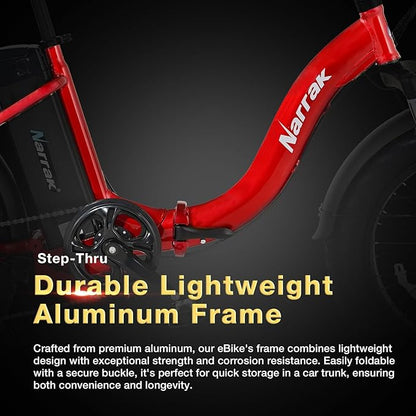 Fat Tire Folding Electric Bike, 48V & 624Wh Lithium Removable Battery, Peak 1100W Brushless Motor, Max Speed 28Mph, M5 Large LCD Display, Suspension, Step-Over/Thru Frame