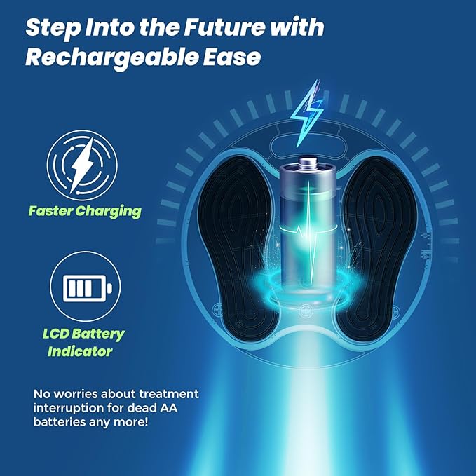 EMS Foot Massager for Neuropathy Relief, TENS Foot Nerve Circulation Stimulator for Pain Relief, Muscle Stimulator with 4 Body Pads, Relieves Swelling, Cramps, Plantar Fasciitis