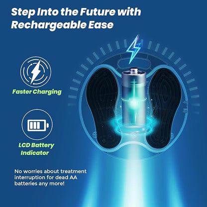 EMS Foot Massager for Neuropathy Relief, TENS Foot Nerve Circulation Stimulator for Pain Relief, Muscle Stimulator with 4 Body Pads, Relieves Swelling, Cramps, Plantar Fasciitis