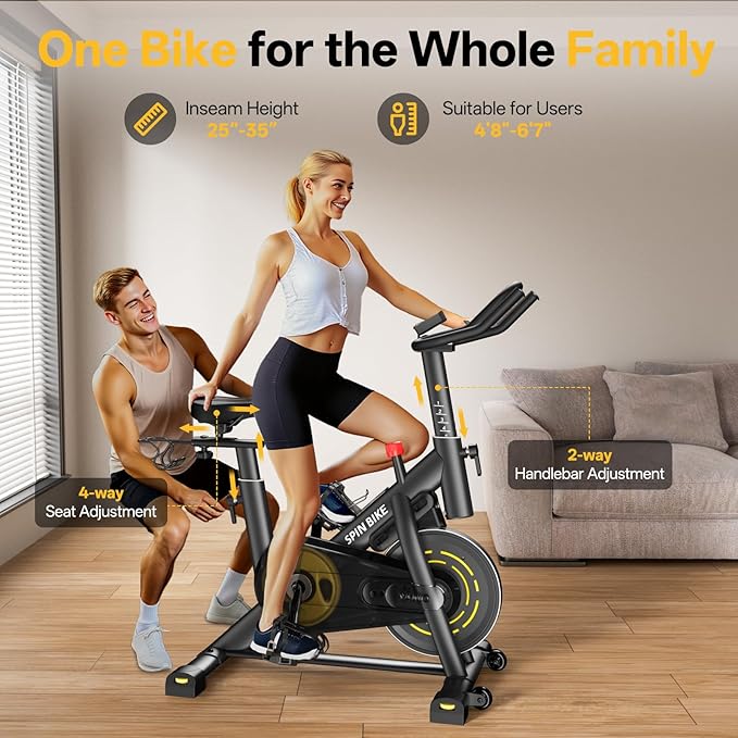 YAMO Exercise Bike, Upgraded Stationary Bikes for Home Cardio with App Compatible, Adjustable Quiet Magnetic Resistance Indoor Cycling Bike 300 LBS Capacity Comfortable Seat Cushion & Tablet Mount