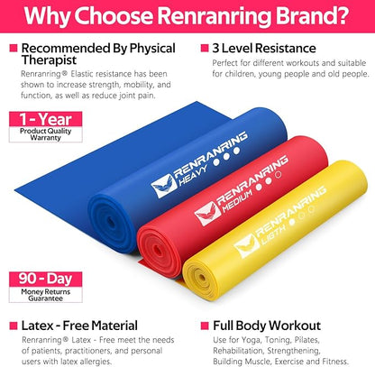 Resistance Bands for Working Out, Exercise Bands for Physical Therapy, Stretch, Recovery, Pilates, Rehab, Strength Training and Yoga Starter Set