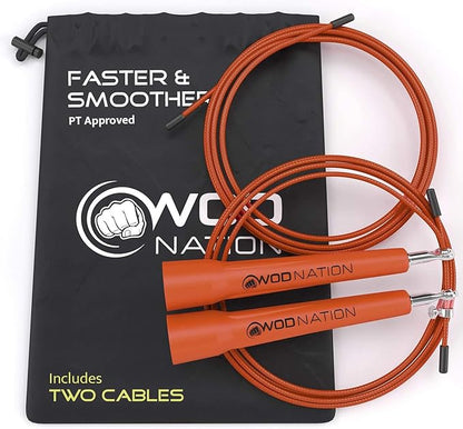 WOD Nation Adjustable Speed Jump Rope For Men, Women & Children - Blazing Fast Fitness Skipping Rope Perfect for Boxing, MMA, Endurance
