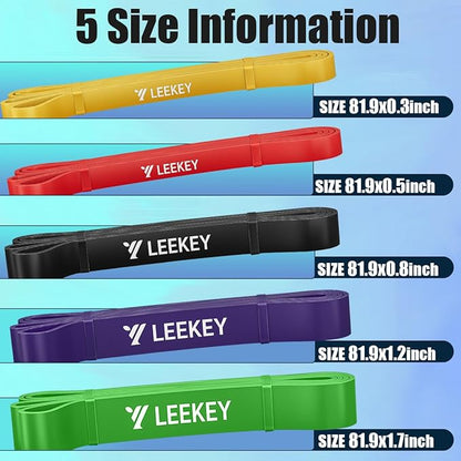LEEKEY Resistance Bands Set for Pull-Up Assistance & Full-Body Training, Multi-Level Exercise Bands with Bag for Home Workouts, Physical Therapy, Strength Training (Men/Women)