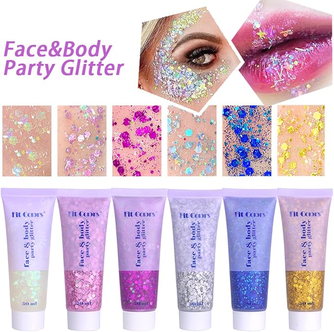 Blue Face Glitter Gel,4th of July Accessories, Independent Day Body Glitter Gel,Fourth of July Outfits for Women,Sparkling Hair Chunky Glitter Music Festival Rave Sequins,50ML
