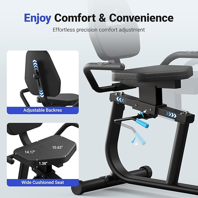 MERACH Recumbent Exercise Bike for Home with Smart Bluetooth and Exclusive App Connectivity, LCD, Heart Rate Handle, Magnetic Recumbent Bikes S08/S23