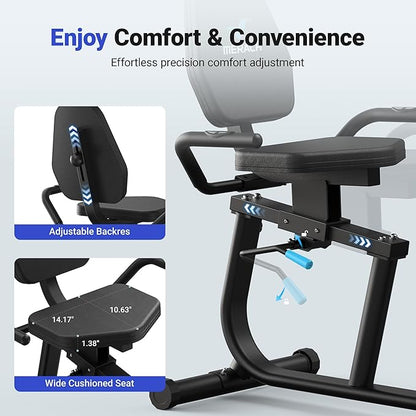 MERACH Recumbent Exercise Bike for Home with Smart Bluetooth and Exclusive App Connectivity, LCD, Heart Rate Handle, Magnetic Recumbent Bikes S08/S23