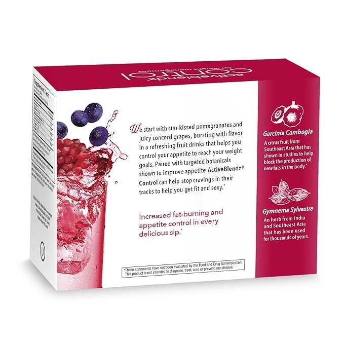 Javita Control Fruity (Acai, Pomegranate) Drink Mix Beverage with Slimming Herbs (Garcinia Cambogia, Gymnema Sylvestre) to Help Support Healthy Lifestyle, Appetite (2 Boxes/48 sticks)
