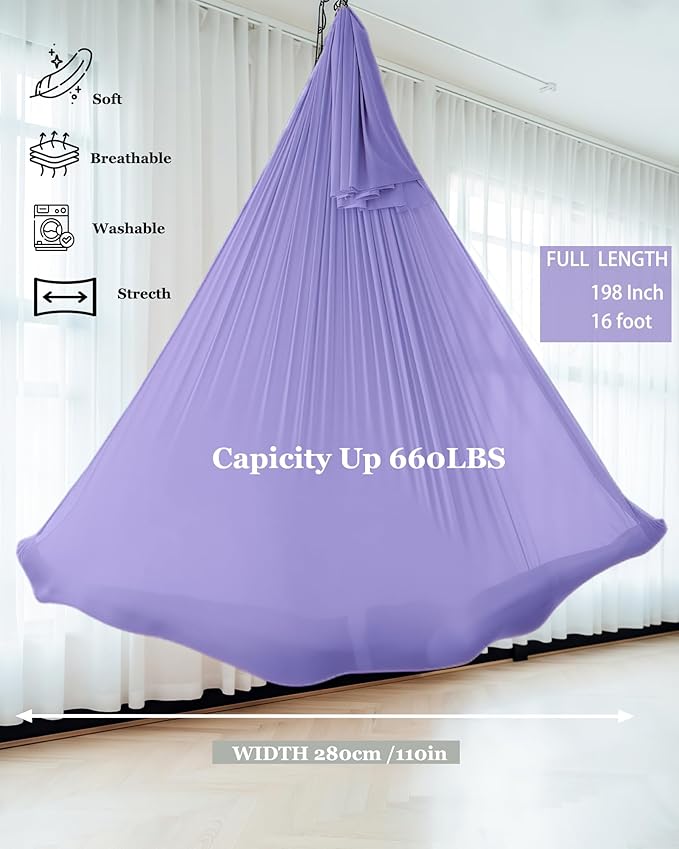 F.Life Aerial Silk Yoga Hammock & Swing for yoga Inversion,Strength training,starter hardware kit