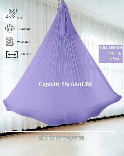 F.Life Aerial Silk Yoga Hammock & Swing for yoga Inversion,Strength training,starter hardware kit