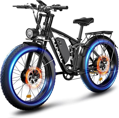 2000W(Peak 3000W) Electric Bike for Adults，Dual Motor E Bike 35MPH 80 Mile with 52V 22.4AH（1164WH Battery, 26” Fat Tire All Terrain Ebikes,Full Suspension Long Range E Bikes