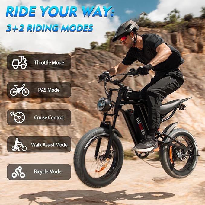 Electric Bike for Adults, Powerful 750W/ 1000W Peak Motor,Up to 25/30MPH, Max 25-45 Miles Long Range, 748.8/624 Wh Removable Battery,Ebike for Mountain,Snow,Sand,Road,Commuter