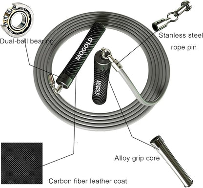 1lb Weighted Jump Ropes for Women & Men with 1/2 Pound Jump Rope Cable & Thicker Leather Jump Rope Weighted Handles, Best for Fitness, High-Intensity Strength Workouts