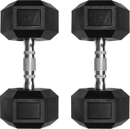 RitFit 5-650 LBS PVC Encased Hex Dumbbell Sets with Optional Rack for Home Gym, Hand weight with Chrome Handle for Strength Training, Workouts