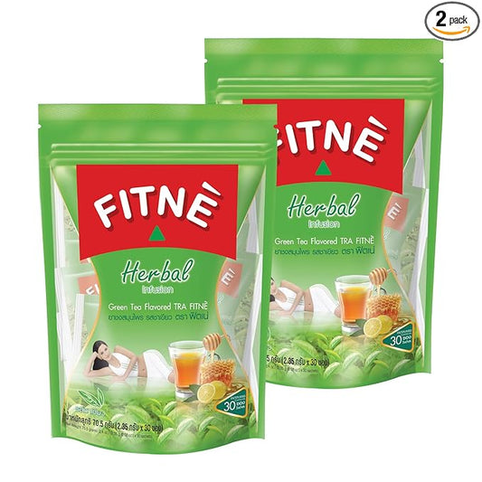 FITNE Green Tea Herbal Honey Lemon With Garcinia Senna Infusion Gentle Detox Cleanse High Antioxidant No Calories Stevia Sweetener, 60 Tea Bags