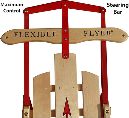 Flexible Flyer Metal Runner Sled. Steel & Wood Steering Snow Slider