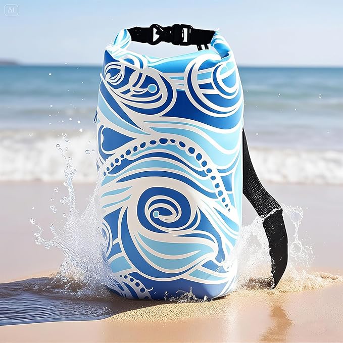 Dry Bag Waterproof,5L Roll Top Backpack Floating Dry Bag for Kayaking Boating Swimming Hiking Camping Outdoor Activities,Blue Sky