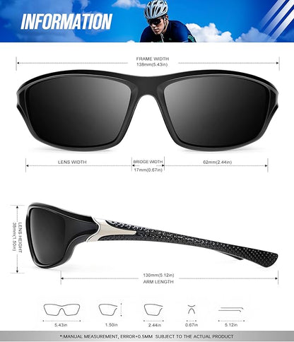 KALIYADI Polarized Sunglasses-Men Sports Sunglassses: Mens Sunglasses with UV Protection for Fishing Driving Cycling Running