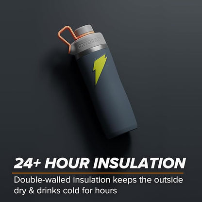Gatorade 'Overtime' 22oz Stainless Steel Water Bottle, Twist Cap, Grey/Neon Yellow