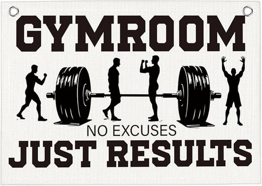 Gym Room No Excuses Just Results Gym Motivational Wall Art Banner Dorm Posters Gifts for Guys Men Women Gym Flag Decor for Home Gym Bedroom Workout Room 30x20 Inchs