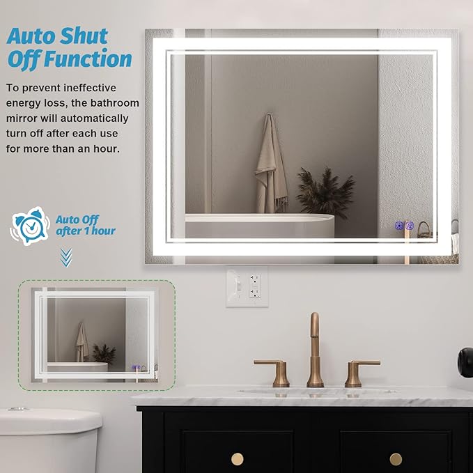 Led Mirror for Bathroom 36x28 Inch Large Makeup 3 Colors