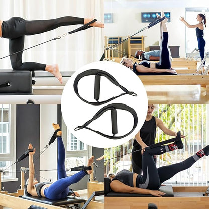 Pilates Double Loop Straps for Reformer, D Ring Straps Handle, Yoga Exercise Straps, 2 PCS