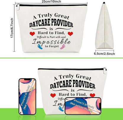 2 Pack Daycare Provider Appreciation Gift Makeup Bag Daycare Teacher Gifts 2 PCS Cosmetic Pouch Thank You Gift for Childcare Provider Gifts for Childhood Educators Gift Christmas Teachers Day Gifts