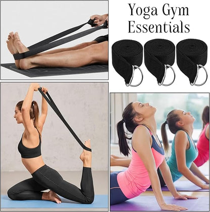 12 Pack Yoga Straps for Stretching, 6 Ft Black Exercise Bands with Adjustable D Ring Buckles for Pilates, Gym Fitness, Flexibility Training, Men Women