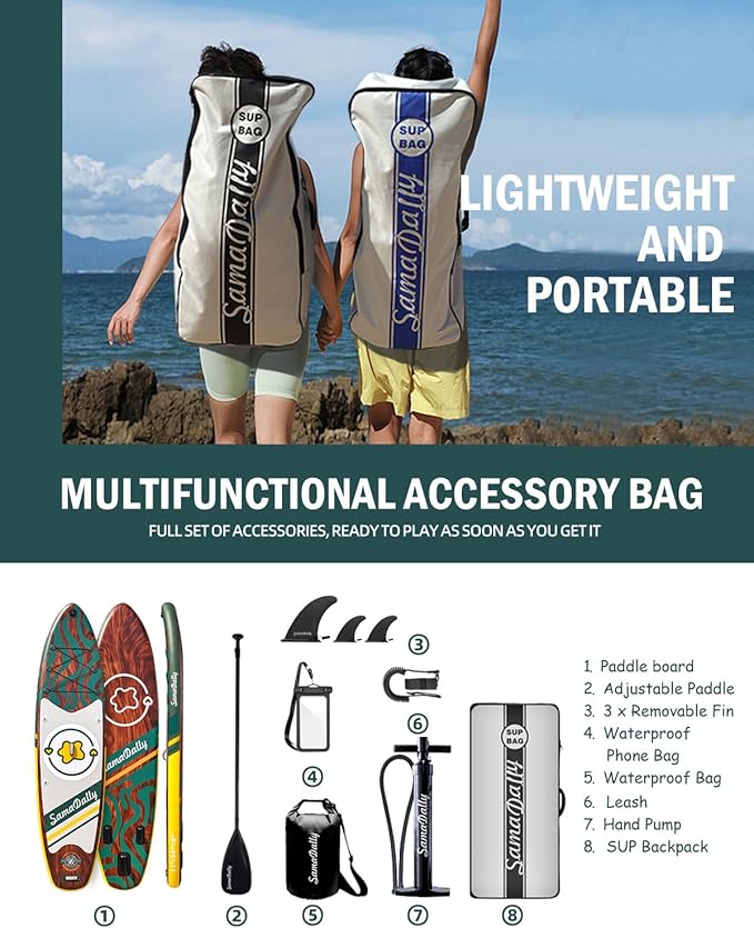 11'Stand Up Paddle Boards Surf Control with Premium SUP Board Accessories Backpack & Removable Fins, 34" Wide Inflatable Paddle Boards of All Skill Levels