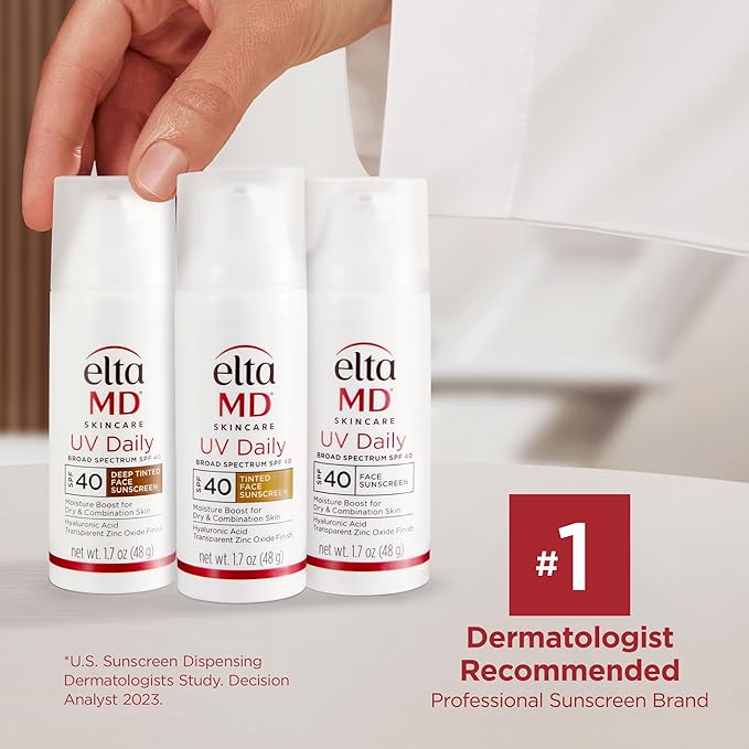 EltaMD UV Daily SPF 40 Face Sunscreen Moisturizer with Zinc Oxide, Daily Face Moisturizer with SPF, Sunscreen, For Dry Skin 1.7 oz Pump