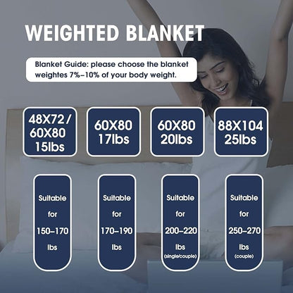 25 lbs weighted blanket Queen Size for Adults (60”x 80”, Grey) Cooling Heavy Blanket for Sleeping Perfect for 240-260 lbs, Winter Thick Breathable Blanket with Premium Glass Bead, Machine Washable
