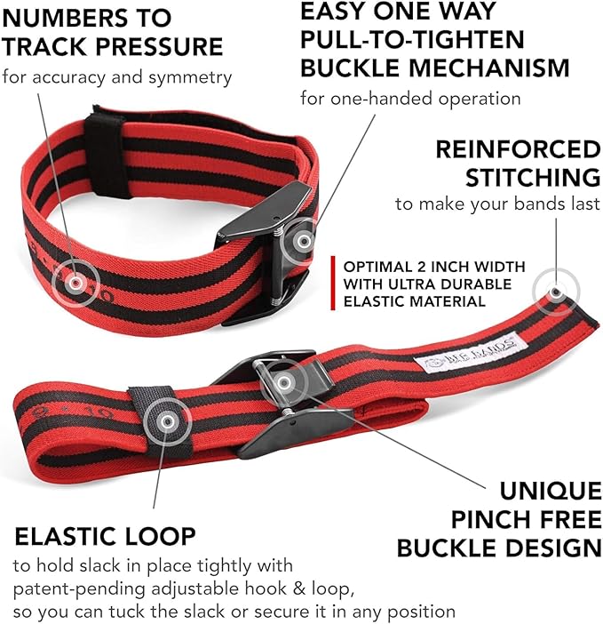 Bands Blood Flow Restriction Bands for Arms Legs & Glutes Extra Wide 2" Straps for Occlusion Training Quick-Release Elastic Strap Ideal for Muscle Growth Without Heavy Weights