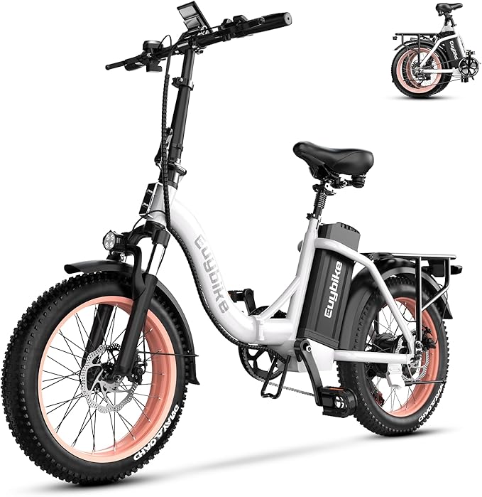 Folding Electric Bike for Adults with Peak 1000W Motor, 48V 20AH Battery up to 30MPH 80 Miles, 20" Fat Tire All Terrain Ebike, Front Suspension 7-Speed Commuter E Bike, Step-Thru, UL Certified