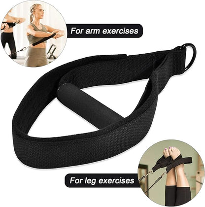 Pilates Double Loop Straps for Reformer, D Ring Straps Handle, Yoga Exercise Straps, 2 PCS