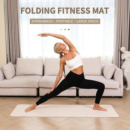 Foldable Yoga Mat - 10mm Extra Thick, 75"26" Non-Slip Exercise Fitness Mat | SGS Eco-Certified, Portable for Yoga/Pilates/Studio/Home Workout