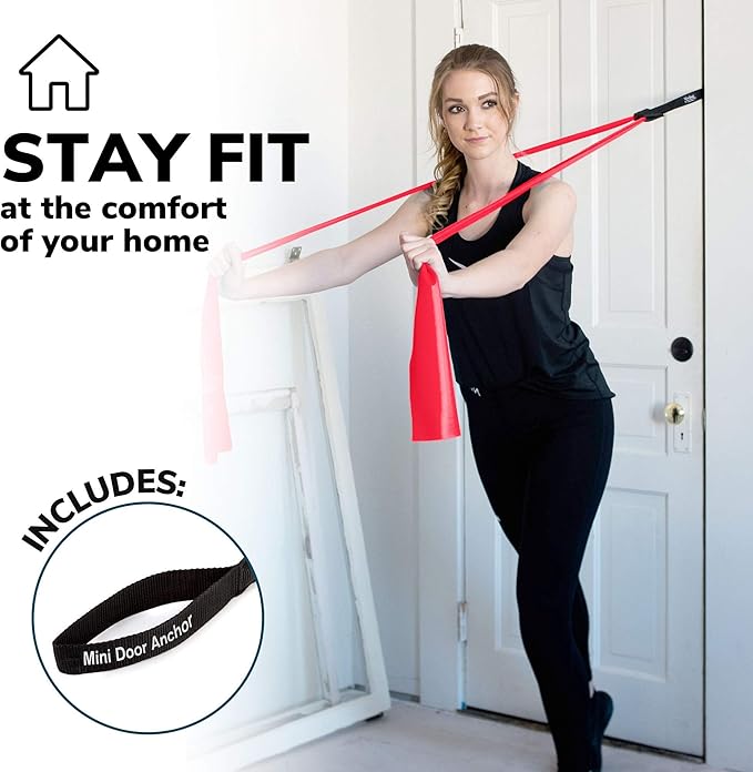 7Ft Long Resistance Bands for Stretching - Resistance Bands Set with Door Anchor - Exercise Bands Including Carry Pouch, E-Book & App - Latex-Free Workout Bands