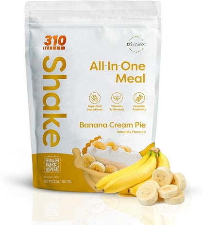 311 Nutrition All-In-One Meal Replacement Shake Powder - Plant-Based Protein Smoothie Blend w/High Fiber, Probiotics & Adaptogens - Low Carb, Vegan, Keto & Paleo Friendly - Banana Cream Pie - 28 Srv