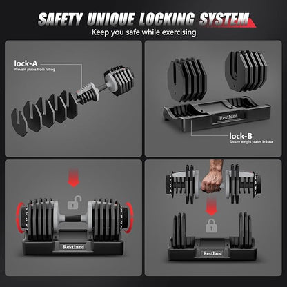 Adjustable Dumbbell Set of 2 Anti-Slip Handle 5 Different Free Weights Per Dumbbell for Men Women Home Workout Gym