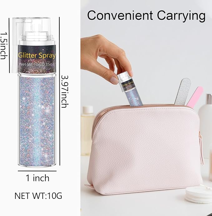 Hair and Body Glitter Spray, 1PC Glint-Rainbow Hair Glitter Extra Fine Face Shimmer Powder for Clothes, Festival Loose Sparkle Powder for Rave Clothes Nail Art Easter Halloween Crafts (Glint-Rainbow)