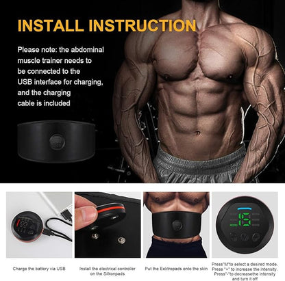 EMS Muscle Stimulator Muscle Toning Training Belt, Muscle Toner Waist Trimmer Equipment for Men Women, Abs Fitness Belt Workout Rechargeable Abs Muscle Training Gear